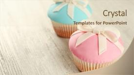  Presentation with cupcakes - Audience pleasing theme consisting of pink blue butterly - tasty cupcakes with bow backdrop and a lemonade colored foreground