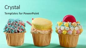  Presentation with blue pink - Presentation design featuring pink blue butterly - tasty cupcakes with macaroon background and a arctic colored foreground