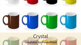  Presentation with pink blue - Theme enhanced with pink blue greens - colored cups set isolated background and a blonde colored foreground