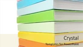  Presentation with pink white - Presentation design featuring pink blue greens - colorful books close-up on white background and a  colored foreground