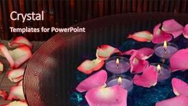  Presentation with rose petal corner frame - Beautiful PPT theme featuring pink blue greens - rose petals and candles backdrop and a wine colored foreground