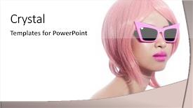  Presentation with pink white - PPT theme having pink bob haircut in freaky background and a white colored foreground