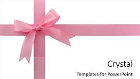  Presentation with pink white - Slide deck with pink bow isolated on white background and a white colored foreground