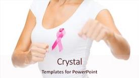  Presentation with breast cancer shirt - Beautiful PPT theme featuring pink breast cancer awareness ribbon backdrop and a sky blue colored foreground