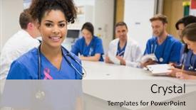  Presentation with pink ribbon breast awareness - Slide set enhanced with pink breast cancer awareness ribbon background and a light gray colored foreground