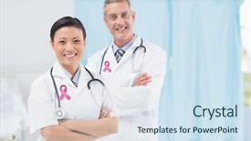  Presentation with pink ribbon breast awareness - PPT layouts enhanced with pink breast cancer awareness ribbon background and a sky blue colored foreground