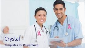  Presentation with pink ribbon breast awareness - Slide deck having pink breast cancer awareness ribbon background and a sky blue colored foreground