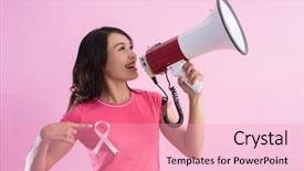  Presentation with pink ribbon breast awareness - Slide deck having pink breast cancer awareness ribbon background and a lemonade colored foreground