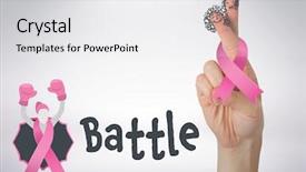  Presentation with pink ribbon breast awareness - Slide deck having pink breast cancer awareness ribbon background and a white colored foreground