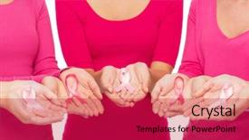  Presentation with breast cancer awareness - Colorful presentation theme enhanced with pink breast cancer awareness backdrop and a crimson colored foreground