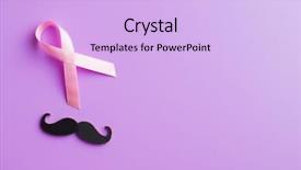  Presentation with pink ribbon - PPT theme having pink breast cancer ribbon background and a lavender colored foreground