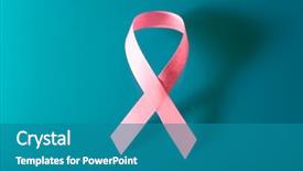  Presentation with pink ribbon - Presentation theme having pink breast cancer ribbon background and a teal colored foreground