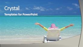  Presentation with doors to beach scene - Slide set having pink broad pink - beach scene background and a  colored foreground