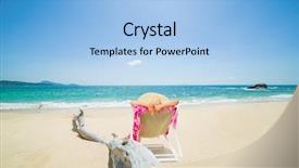  Presentation with broad - PPT theme featuring pink broad pink - woman sitting on a deck background and a  colored foreground