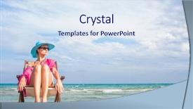  Presentation with sitting teddy bear isolated - Colorful slide deck enhanced with pink broad pink - woman sitting on a deck backdrop and a  colored foreground