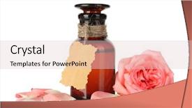  Presentation with oil rig in white and black - PPT theme consisting of pink brown - bottle of oil and rose background and a lemonade colored foreground