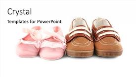  Presentation with white parents and black children - Amazing slides having pink brown - children shoes isolated on white backdrop and a white colored foreground