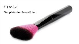  Presentation with pink and white roses - PPT theme having pink brush for make-up background and a white colored foreground