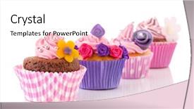  Presentation with pink pearls - Presentation having pink butter cream on cupcake with candy pearls background and a white colored foreground