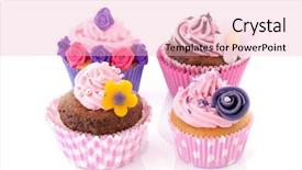  Presentation with pink pearls - Colorful slides enhanced with pink butter cream on cupcake with candy pearls backdrop and a lemonade colored foreground