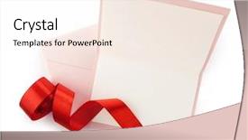  Presentation with gift card envelope - Audience pleasing theme consisting of still life with colorful retro radio on blue wooden background backdrop and a sky blue colored foreground