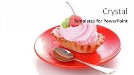  Presentation with cheesecake - Amazing theme having pink cheesecake with maraschino cherry on white backdrop and a white colored foreground