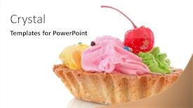  Presentation with pink white - Cool new PPT theme with pink-cheesecake-with-maraschino-cherry backdrop and a white colored foreground