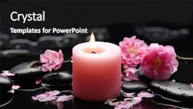  Presentation with pink black - Theme having pink cherry blossom with candle on black stones background and a black colored foreground