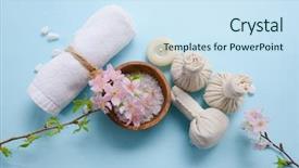  Presentation with blue pink - Slide deck featuring pink cherry salt in bowl background and a sky blue colored foreground