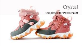  Presentation with baby fashion - Amazing PPT theme having pink-children-winter-boot backdrop and a white colored foreground