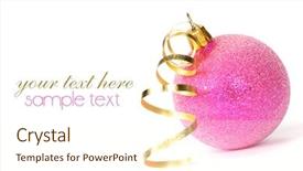  Presentation with pink gold - PPT theme with pink christmas ball with gold background and a cream colored foreground