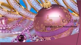  Presentation with pink ribbon - Audience pleasing presentation design consisting of pink-christmas-ball-with-ribbon backdrop and a coral colored foreground