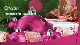  Presentation with light pink - Audience pleasing theme consisting of pink christmas decorations backdrop and a tawny brown colored foreground