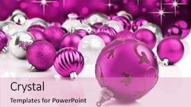  Presentation with star - Beautiful slides featuring pink christmas ornaments with star backdrop and a coral colored foreground