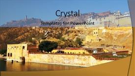  Presentation with city india - Audience pleasing presentation theme consisting of pink city - amber fort in jaipur rajasthan backdrop and a teal colored foreground