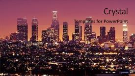  Presentation with downtown los angeles - PPT layouts consisting of pink city - downtown los angeles skyline background and a violet colored foreground