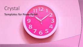 Presentation with space time - PPT theme with pink-clock-on-pink-painted background and a lavender colored foreground