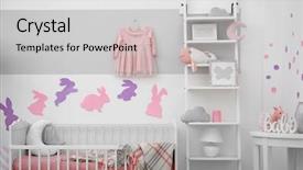  Presentation with baby animals - Audience pleasing slides consisting of light violet - baby bedroom with paper animals backdrop and a  colored foreground