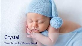  Presentation with baby sleeping - Amazing PPT theme having sleeping newborn baby boy backdrop and a sky blue colored foreground