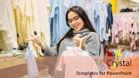  Presentation with clothes - PPT layouts having choosing clothes in the store background and a coral colored foreground