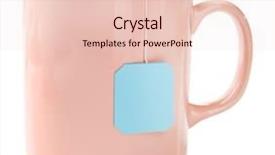  Presentation with pink blue - Theme having pink cup of tea isolated on white background teabag with blue label background and a lemonade colored foreground