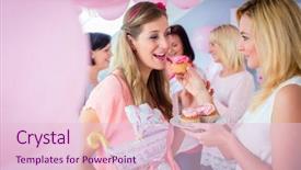  Presentation with baby shower - Colorful PPT layouts enhanced with pink cupcake on baby shower backdrop and a lemonade colored foreground