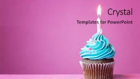  Presentation with pink birthday - Slide set with pink cupcakes - birthday cupcake with a single background and a coral colored foreground