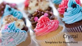  Presentation with cupcake - Amazing slide deck having pink cupcakes - cupcake assortment backdrop and a coral colored foreground