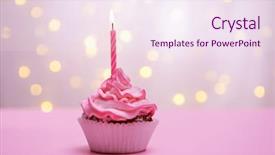  Presentation with pink birthday - Audience pleasing presentation theme consisting of pink cupcakes - delicious birthday cupcake on table backdrop and a  colored foreground