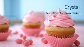  Presentation with cupcake - Slide set featuring pink cupcakes - delicious cupcake on table background and a cool aqua colored foreground