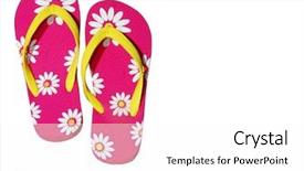  Presentation with daisy - Beautiful PPT theme featuring pink daisy flip flops backdrop and a white colored foreground