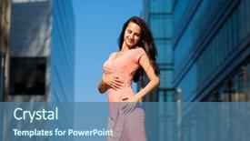  Presentation with business pink - Beautiful slides featuring pink dress against business building backdrop and a  colored foreground