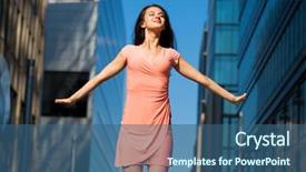  Presentation with pink business - Theme with pink dress against business building background and a  colored foreground