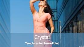  Presentation with pink business - Colorful PPT layouts enhanced with pink dress against business building backdrop and a  colored foreground